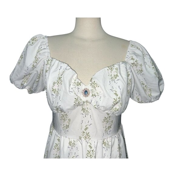 Shein Floral Cottagecore Midi Dress Sz Large Womens Puff Sleeves & Sweetheart Ne - Picture 5 of 13